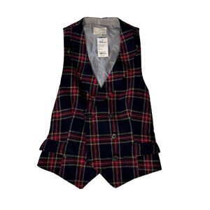 BOY. BAND OF OUTSIDERS Wool Waistcoat Tartan Vest Jacket Sz 1 S Made in USA NWT